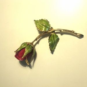 GIOVANNI Signature Red Rose & Gold Pin Brooch